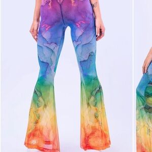 BADINKA mesh rainbow rave pants